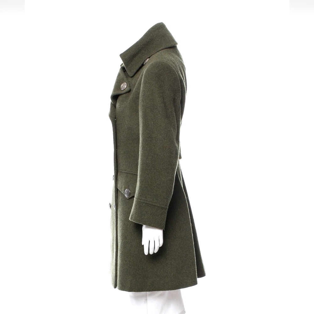 DOLCE & GABBANA Olive Green Double Breasted Wool Military COAT Silver Buttons 6 - Picture 6 of 13